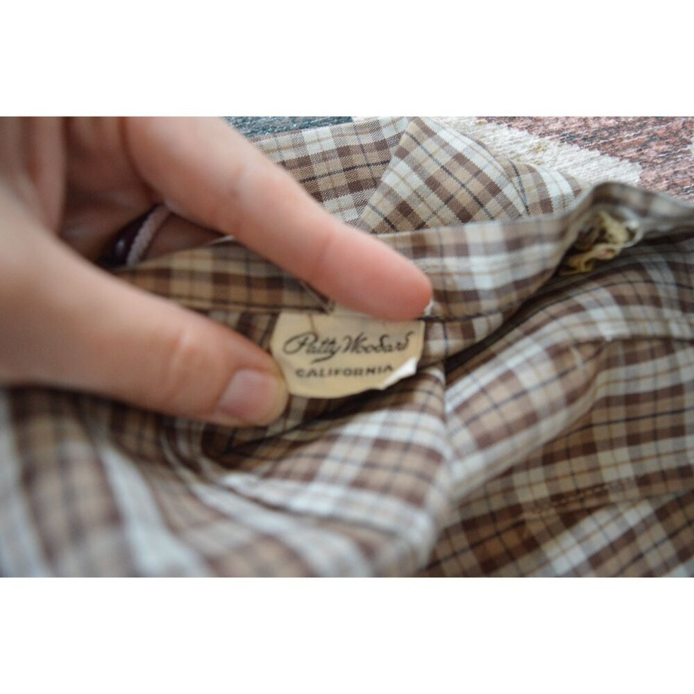 Vintage 60s Patty Woodard Brown Plaid Belted Skirt Set Juniors Size Small Coquet - Picture 9 of 16